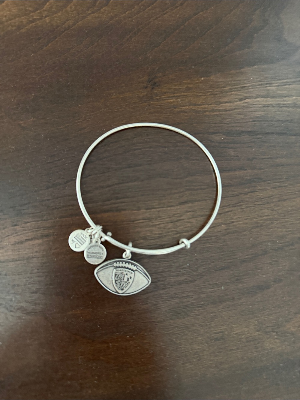 Alex and Ani Silver Football Charm Bangle Bracelet - Baltimore Ravens